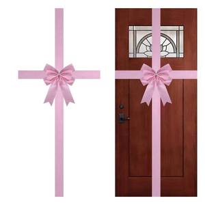 lot 32004 image: Meseey Large Christmas Pink Velvet Door Ribbon Bows Gate Cabinet Wreath Bow Festival Wrapping Decorations for Christmas Tree Fireplace Home Front Door Party Supplies (Pink Velvet) - Retail $14