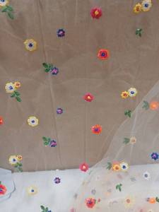 lot 32005 image: Floral Embroidered Sheer Fabric approximately 8 feet  - Retail $8