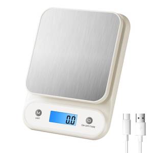 lot 32013 image: Digital Food Scale for Kitchen 11lb0.1oz, 5kg0.1g, Kitchen Scale for Cooking Baking, Built-in 300mAh Li-Battery, Rechargeable Type-C Charging White (1) - Retail $12
