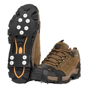 lot 32015 image: EZ2LIVE Ice Cleats crampons for Shoes and Boots, Ice Snow Grips for Winter Walking Traction, Anti-Slip Ice Traction Cleats with 10 Steel Studs Crampons Gripper Spikes for Shoes Men Women - Retail $9