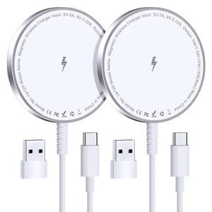 lot 32016 image: for MagSafe Charger Magnetic Wireless Charging Pad for iPhone 17 16 15 14 13 12 Series & AirPods 4-2 Pro, Strong Magnet, Aluminum Alloy, USB-CA Ports, Ultra-Thin & Portable, Ideal for Desk & Bedside - Retail $14
