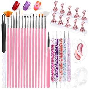 lot 41581 image: Artdone Nail Art Brushes With Nail Stands Nail Art Tool Set, Dotting Tools, Dust Brush,Striping Brushes for Long Lines, Drawing Pen For Gel Polish Design supply - Retail $8