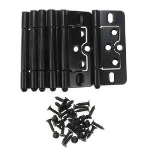 lot 41585 image: Coshar 3 Non Mortise Door Hinges Iron Flat Black Hinge for Cabinet Wardrobe and Window, Mute and Heavy Duty, 6Pcs - Retail $13