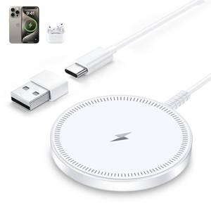 lot 41589 image: MagSafe Charger Magnetic Wireless iPhone Charge Compatible with iPhone 17 Pro Max Air 16 15 14 Pro Max Plus 13 12 Pro Max & AirPods 4 3 2 Pro - Charging Pad Dock for Travel Home Office - Retail $10