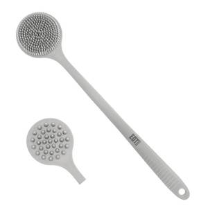 lot 41597 image: EOT Wellness Bendable Long Handled Silicone Body Brush & Hair Scrubber - Bath Shower Back Brush, Shampoo Hair & Scalp Massager, Back Scrubber for Shower (Light Gray) - Retail $19