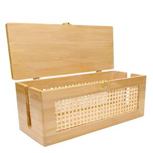 lot 43633 image: Txcucc Solid wood Cable Management Box- Cable Organizer Box and Power Strip Box for Electrical Cord Management - Under Desk Cord Organizer for TV Wires Computer Router & Power Strip