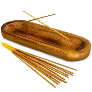 lot 43651 image: UnitedPrime Incense Holder-Incense BurnerAsh Catcher-Handmade Wooden Insence Tray Home Decor 11x4x1.2 Inches - Retail $8