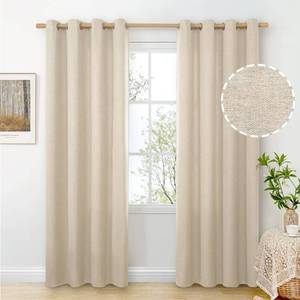 lot 51106 image: BGment Oatmeal Linen Curtains 84 Inch Length 2 Panels Set for Living Room, Sand Semi Sheer Drapes Light Filtering No See Through Window Treatments with Grommet for Bedroom, Each 52 Inch Wide 84 Inches Long - Retail $21