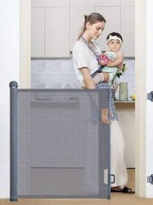 lot 11739 image: Retractable Mesh Baby Gate, Safety Gates for Stairs Doorway, 38in Tall Extends to 55in Wide, Gray