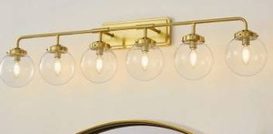 lot 11741 image: 6 Light Vanity Light, 56.28 Inch, Gold