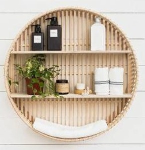 lot 11767 image: Rattan Wall Shelf, 3 Tier