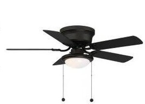 lot 11772 image: 44-Inch Black Ceiling Fan with Light and Pull Chain Control