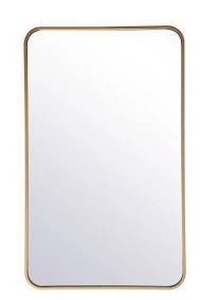 lot 11783 image: Elegant Lighting 22x36 Contemporary Rectangular Gold Framed Bathroom Wall Mirror
