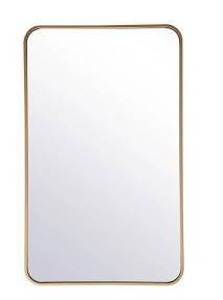 lot 11784 image: Elegant Lighting 22x36 Contemporary Rectangular Gold Framed Bathroom Wall Mirror