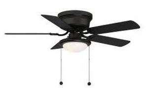 lot 11793 image: 44-Inch Black Ceiling Fan with Light and Pull Chain Control
