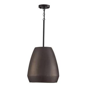 lot 11795 image: Della 100-Watt 1-Light Terracotta Umber and Matte Black Handcrafted Large Pendant Light with No Bulbs Included