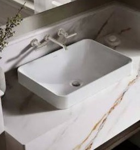 lot 11798 image: KOHLER Vox 22.6 in. x 16.13 in. Vessel Bathroom Sink in White Vitreous China- Retail $311