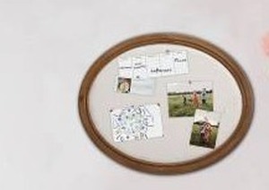 lot 11810 image: Oval Framed Linen Bulletin Board