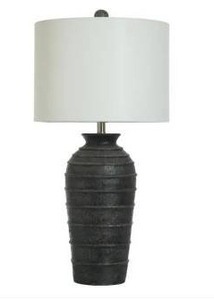 lot 11814 image: StyleCraft Hampton 32 in. Matte Black Transitional No Design Bedside Table Lamp