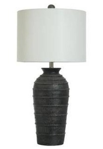 lot 11820 image: StyleCraft Hampton 32 in. Matte Black Transitional No Design Bedside Table Lamp