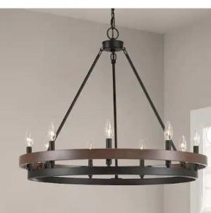 lot 11836 image: Stillwood 32 in. W 9-Light Matte Black Chandelier