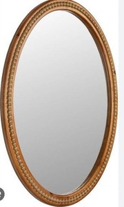lot 11843 image: 24x32 in Oval Wall Mirror with Wood Beaded Frame