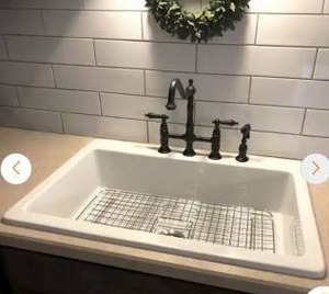 lot 11845 image: SINKOLOGY Jackson 33 inch 4-Hole Drop-In Single Bowl Fireclay Kitchen Sink