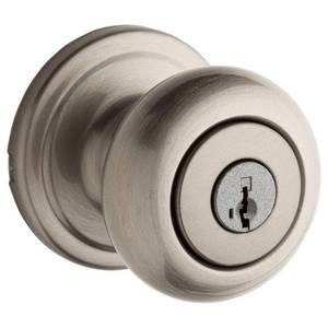 lot 11902 image: Kwikset Signature Series 740H15SMT6ALRCS Keyed Entry Knob 1-34 in Thick Door Steel Satin Nickel