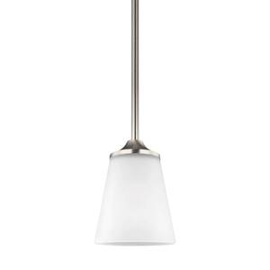 lot 11917 image: Sea Gull Lighting 6124501-962 Hanford 1-Light Mini-Pendant in Brushed Nickel