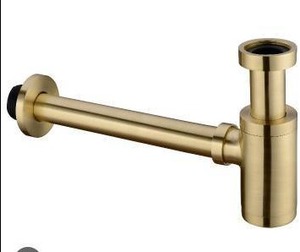 lot 11919 image: Brass Round Bottle Trap Basin Sink Waste Drain