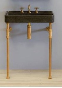 Stone Forest Antique Gray Limestone Bathroom Sink, 1 Hole