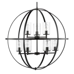 lot 11973 image: Generation Lighting 3124679 Alturas 9 Light 33  Wide Outdoor Pillar Candle Chandelier -