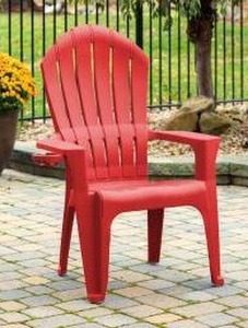lot 39877 image: Big Easy Adirondak Patio Chair With Cup Holder, Cherry Red