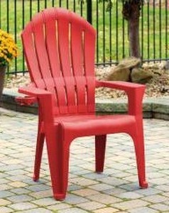 lot 39878 image: Big Easy Adirondak Patio Chair With Cup Holder, Cherry Red