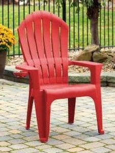 lot 39880 image: Big Easy Adirondak Patio Chair With Cup Holder, Cherry Red