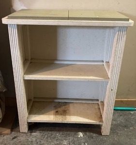 lot 59122 image: White Wooden Cabinet  Storage Shelf  Multi-Use - Retail $45