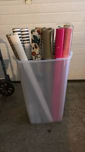 lot 59132 image: Assorted Gift Wrap Paper Roll Collection in Storage Container - Retail $15