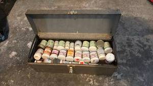 lot 59140 image: Model Paint Set with Metal Storage Case - Retail $45