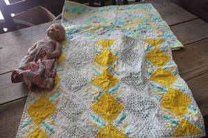 lot 4375 image: Vintage Handstitched Baby Quilt & More