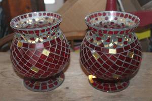 lot 4391 image: Mosaic Glass Candle Holders