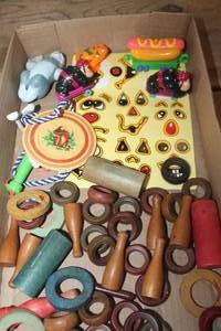 lot 4408 image: Vintage Wood Carrom Game Pieces & More