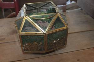 lot 4448 image: Large Metal and Glass Terrarium 9 tall x 10 wide