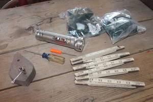 lot 4463 image: Vtg. Flashlight, Ruler and More