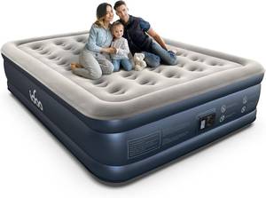 lot 152020 image: iDOO Queen Air Mattress with Built in Pump, 18 Raised Comfort Inflatable Blow up Mattress, Upgraded Support Structure Portable Air Bed for Camping, Guests and Home, Colchon Inflable, Gift for Mom