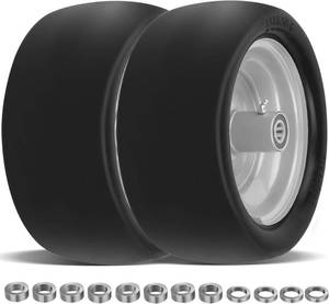 lot 152031 image: 2 Pcs Upgrade 13x6.50-6 Lawn Mower Tires Flat Free with 34 12 58 Bearing, 13x6.50-6 Zero Turn Mower Front Tires, 13x6.5-6 Flat Free Lawn Mower Tires for Commercial Grade, 5.5-7.5 Centered Hub
