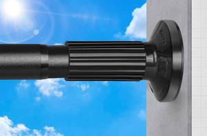 lot 152037 image: Tension Curtain Rod 51-165In(4.25-13.75Ft), Extra Long Outdoor Curtain Rod No Drilling for Window or Bathroom Patio, Adjustable Spring Shower Rod, Easy to Install Never Rust, Rod Diameter 1.26In-Black