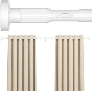 lot 251484 image: AIZESI 41-86 Inch Heavy Duty White Tension Curtain Rod - No Drilling, Adjustable, Rust-Resistant for Outdoor, Living Room, Window, Bathroom