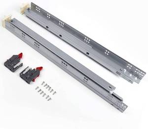 lot 251485 image: Knobonly 4 Pair Undermount Drawer Slides Heavy Duty, Silver Soft Close Full Extension Concealed Kitchen Drawer Slides 21 Inch, Rear Mounting Bracket Included, 85 lb Load Capacity