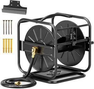 lot 251488 image: SPECILITE Garden Hose Reels, Holds 100 to 200 FT Hoses, Upgraded Guide System, 360  Swivel Base, Includes 58 x 6ft Leader Hose for Outside, Yard, Wall MountFloor Water Pipe Spool