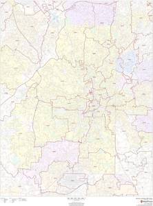 lot 251498 image: Atlanta, Georgia Zip Codes - 36 x 48 Laminated Wall Map